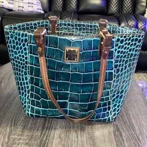 Dooney & Bourke Blue Croc-Embossed Tote